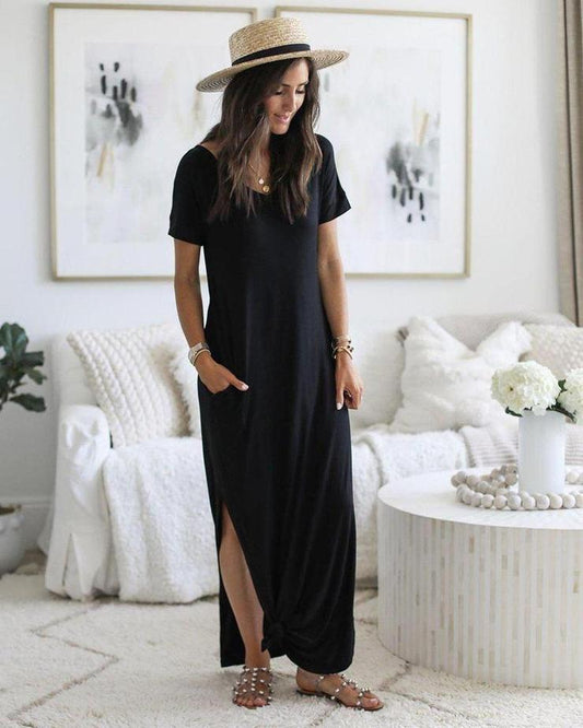 Solid Color Homewear Long Dress